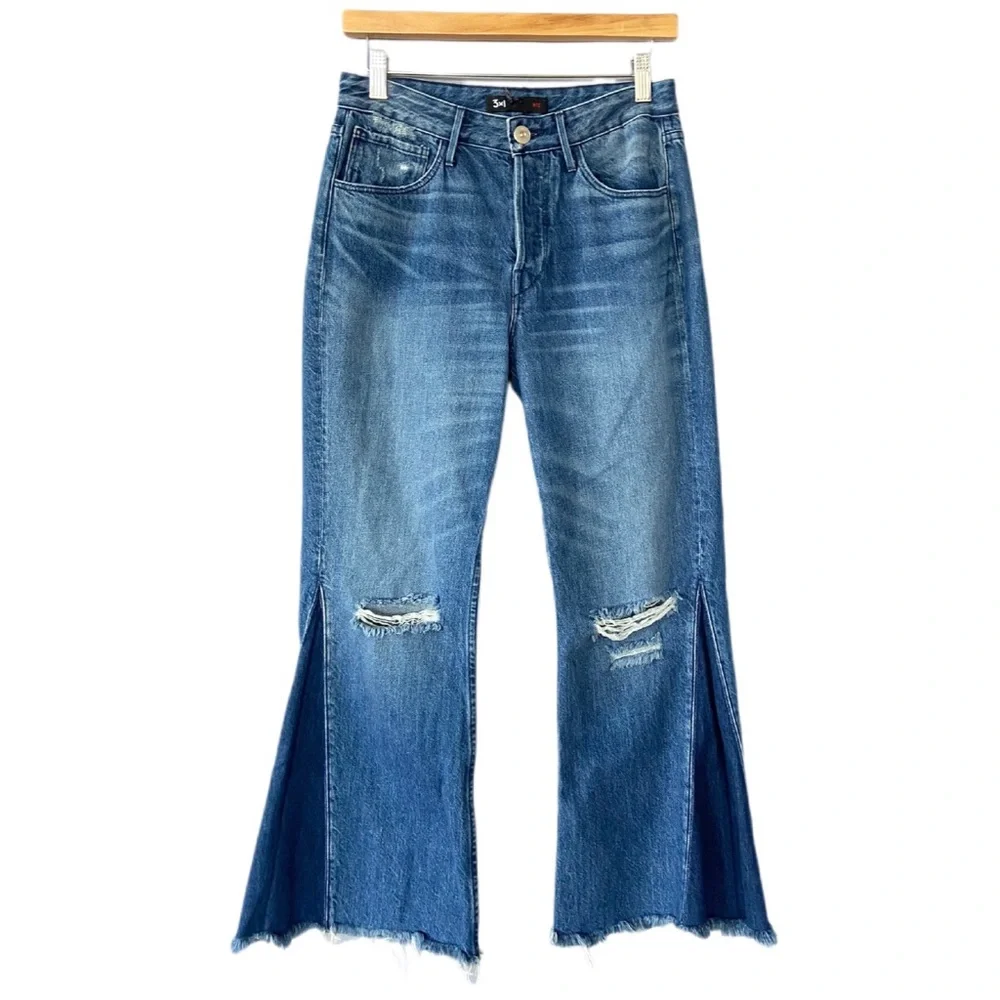 3x1 NYC Higher Ground Gusset Cropped Flare Jeans in Vasto Wash Size 26 - Picture 2 of 9